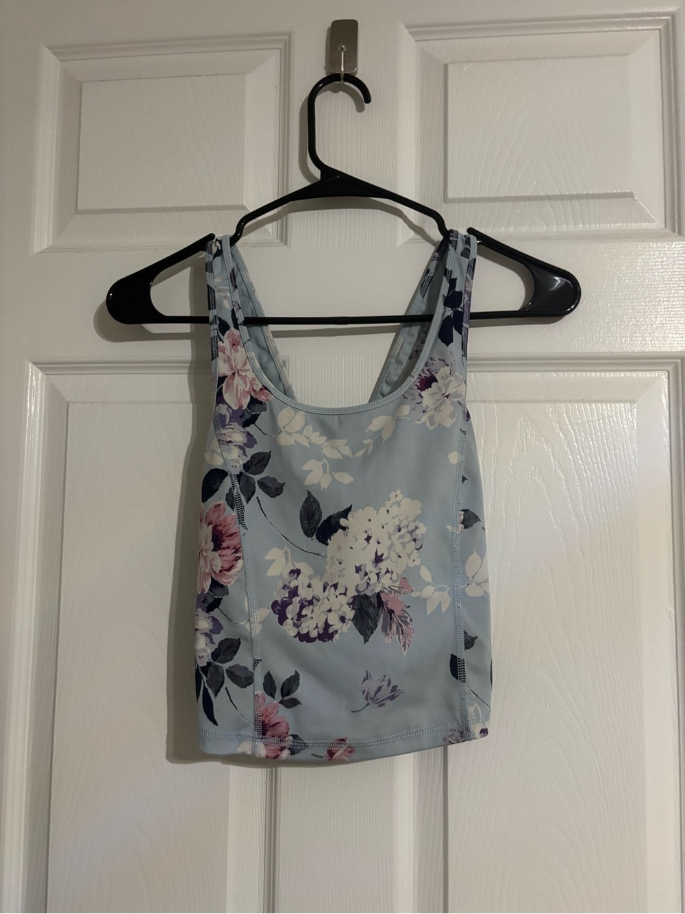 Laura Ashley Light Blue Floral Athletic Tank with Scoop Neck